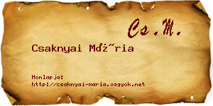 Csaknyai Mária névjegykártya
