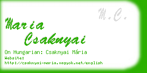 maria csaknyai business card